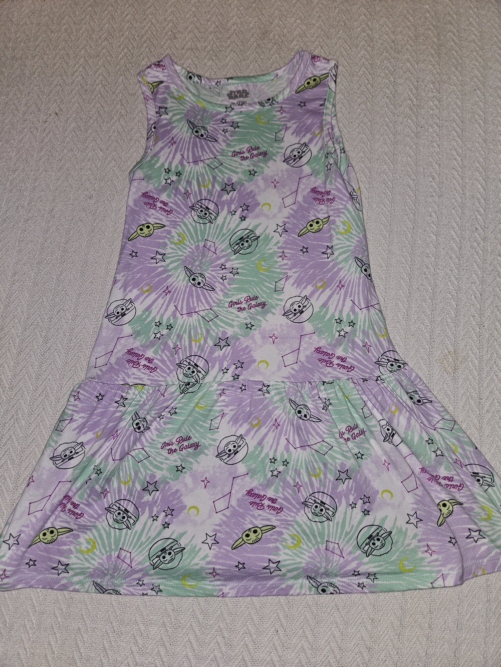 Star Wars Pastel Purple & Mint Tie-Dye Baby Yoda Jersey Dress
